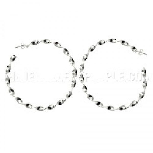 Twisted Large Silver Earrings - 70mm Wide