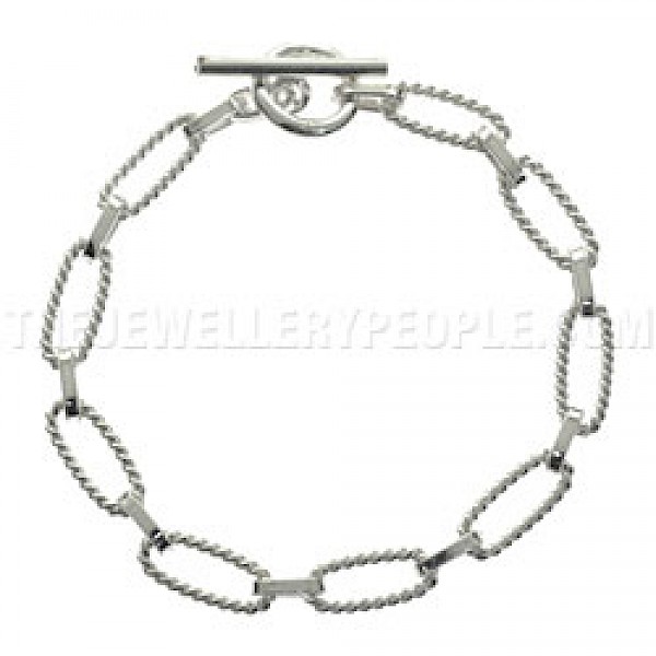 Twisted Oval Links Silver Bracelet