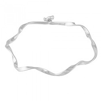Twisted Polished Silver Bangle - 4mm Solid