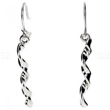 Twisted Silver Drop Earrings - 5mm Solid