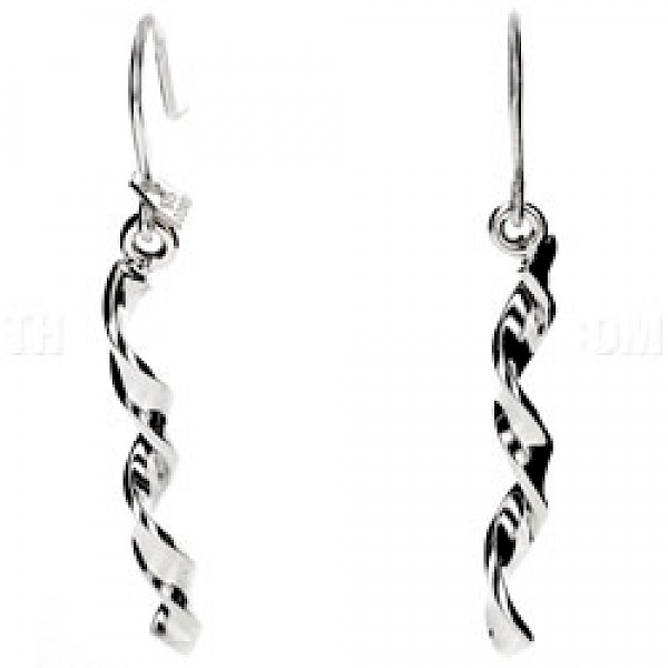 Twisted Silver Drop Earrings - 5mm Solid - ES045