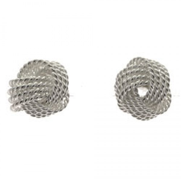 Twisted Wool Mark Silver Stud Earrings - 2821