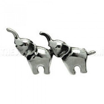 Two Elephants Silver Brooch - 40mm Wide