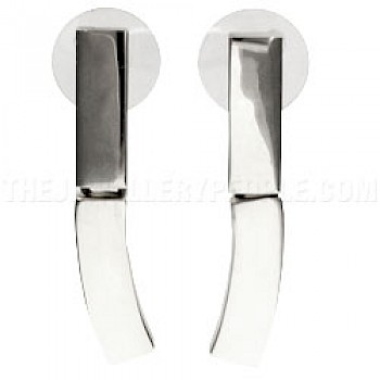 Two Piece Rectangular Silver Earrings - 40mm Long