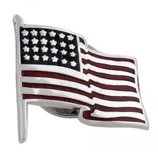 USA Flag Silver Brooch-Small