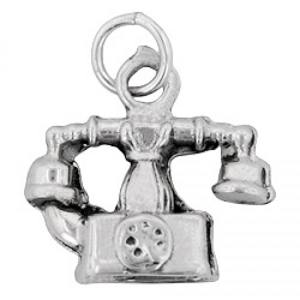 Vintage Telephone Silver Charm