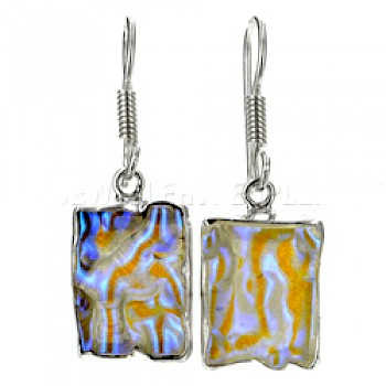 Violet Dichroic Glow-Glass & Silver Ripple Earrings