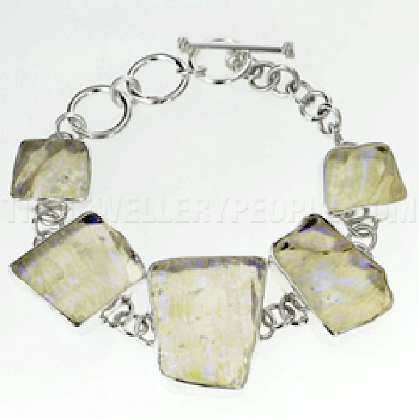 Violet Dichroic Glow-Glass & Silver Shapes Bracelet