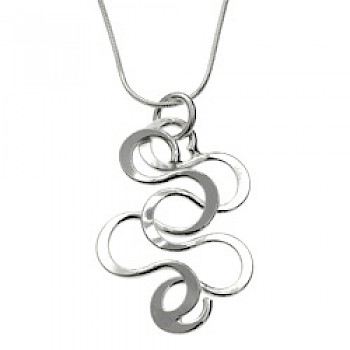 Wavy Curves Silver Pendant - 50mm