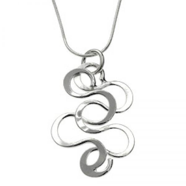 Wavy Curves Silver Pendant - 50mm - PT557