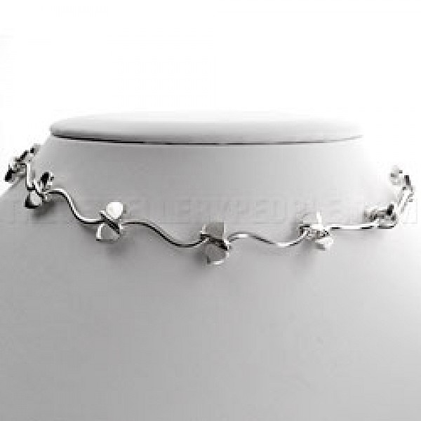 Wavy Heart Links Silver Necklace - 16" long