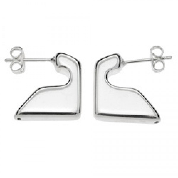 Wedge Half Hoop Silver Earrings - 20mm Long