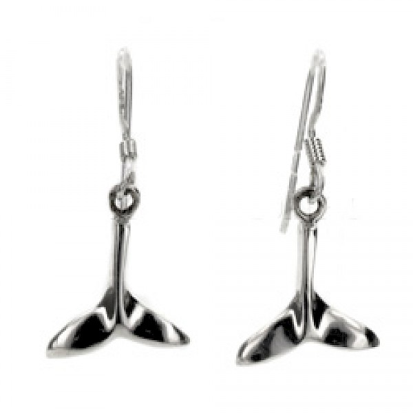 Whale Tail Silver Earrings
