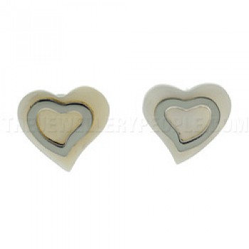 White Abalone Shell & Silver Heart Earrings
