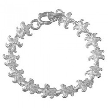 White & Silver Starfish Bracelet - 19cms Long