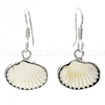 White Clam Shell & Silver Earrings