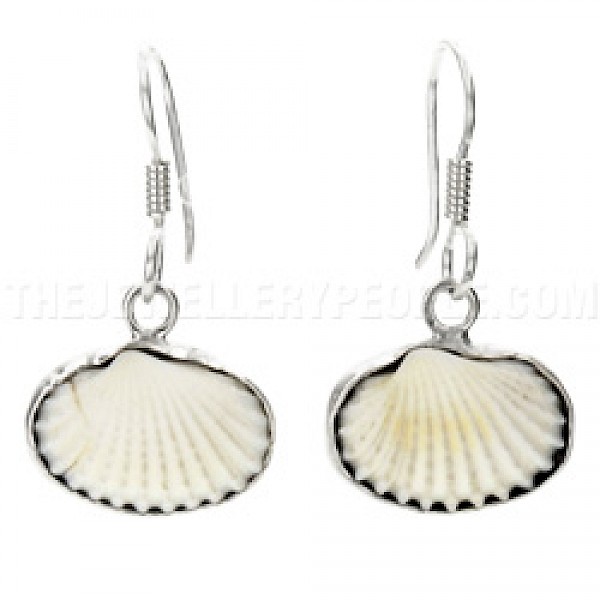 White Clam Shell & Silver Earrings