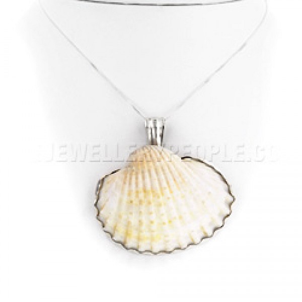 White Clam Shell & Silver Pendant - SL131