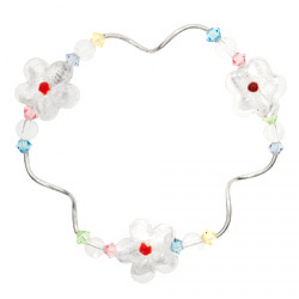 White Flower Glass Beads Bracelet