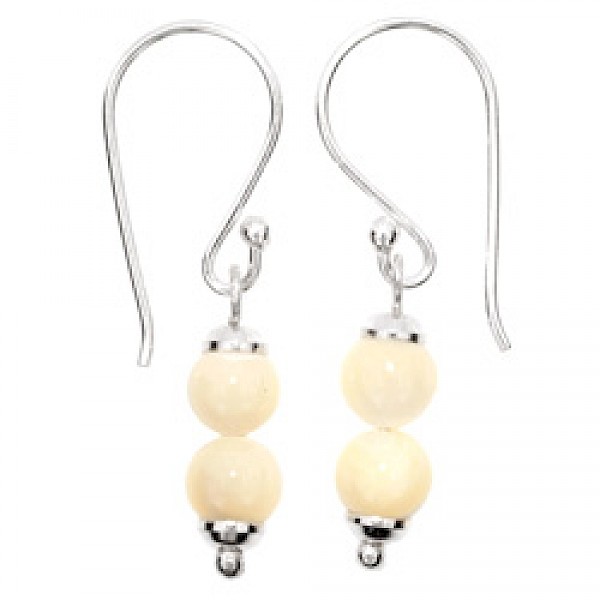 White Glass Earrings - 35mm Long
