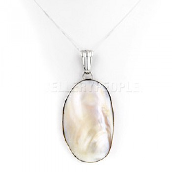 White Pearlised Abalone Shell & Silver Pendant