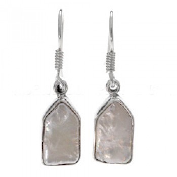 White Pearlised Shell & Silver Earrings