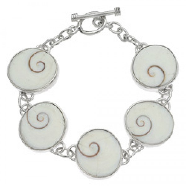 White Shiva Eye Shell T-Bar Bracelet - SL191