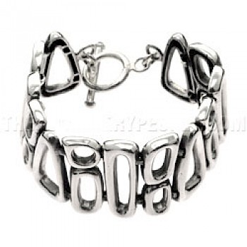 Wide Abstract Silver Bracelet