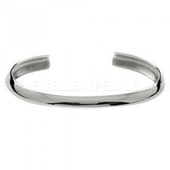 Wide Curved Silver Bangle - 7mm Wide