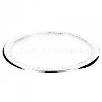 Round Wide Dot Stamped Silver Bangle
