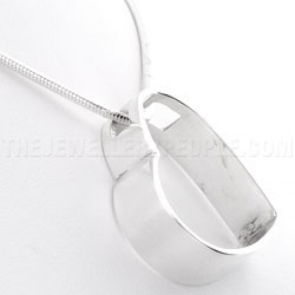 Wide Heart Outline Silver Pendant - PT165
