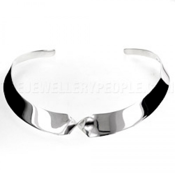 Wide Single Twist Heavy Silver Collar - 17mm Wide