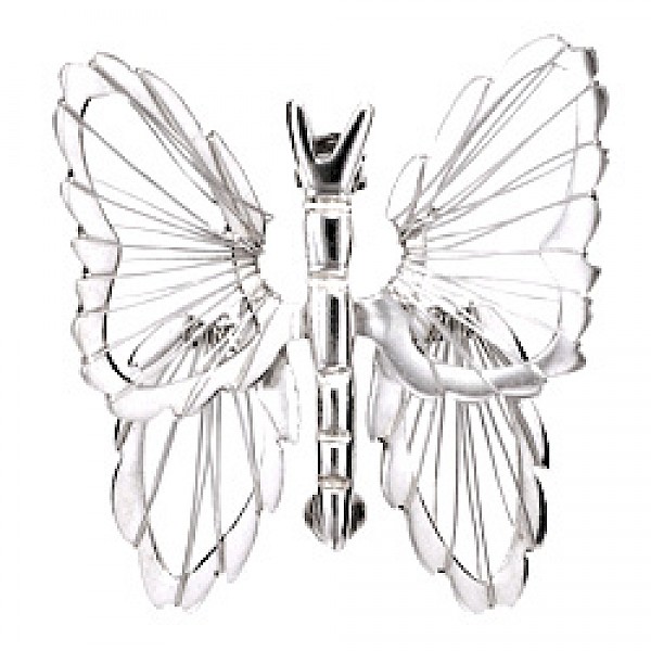 Wire Butterfly Silver Brooch