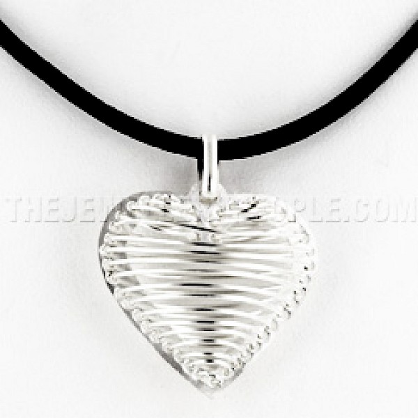 Wire Heart Silver Pendant - PT1005