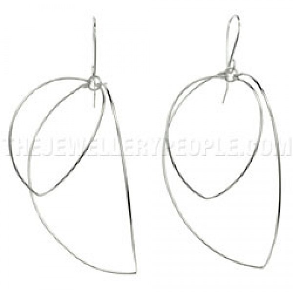 Wire Petals Silver Earrings - 50mm Long