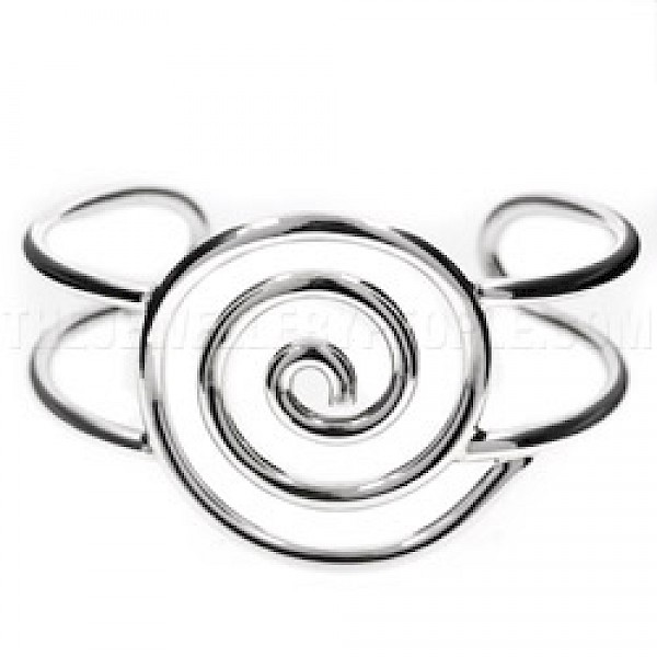 Wire Spiral Silver Cuff Bangle - 39mm Wide