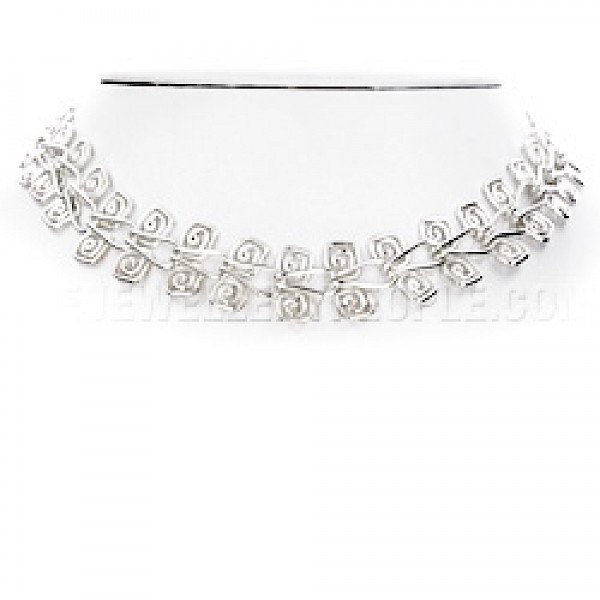 Wire Squares Silver Necklace - 17" long