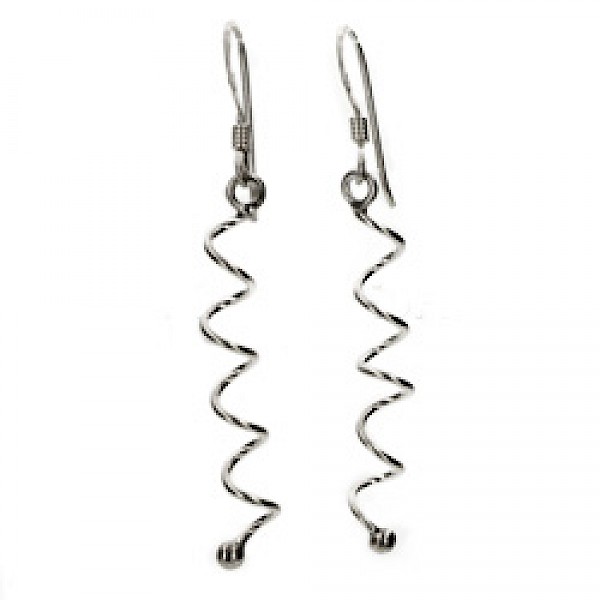 Wire Twist Silver Drop Earrings - Short