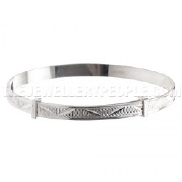 Zig Zag Spirals Silver Bangle - Childs - BY074