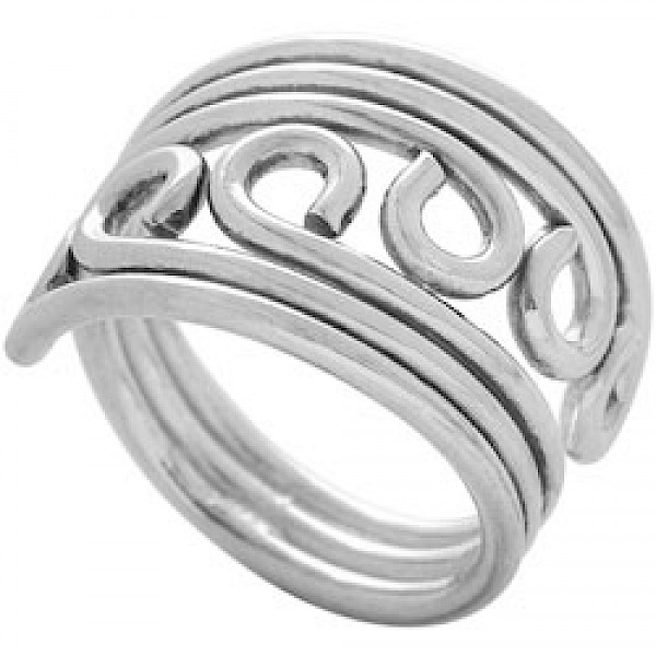 Polished Swirl Silver Wire Ring - RG325