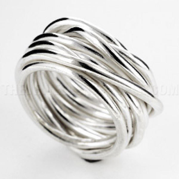 Multiple Crossover Smooth Silver Ring - RG151