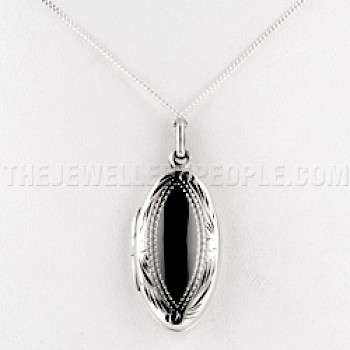 Patterned Slim Oval Silver Locket - PT508