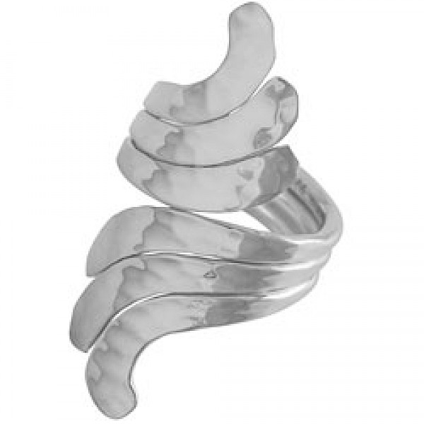 Polished Silver Overlapping Wavy Ring - RG293