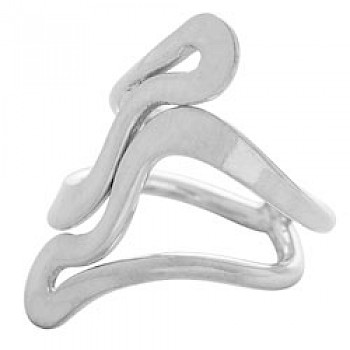 Polished Silver Wavy Swirl Ring - RG296