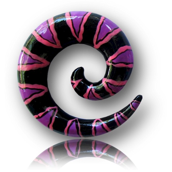 HAND PAINTED WOOD EAR SPIRAL - PURPLE