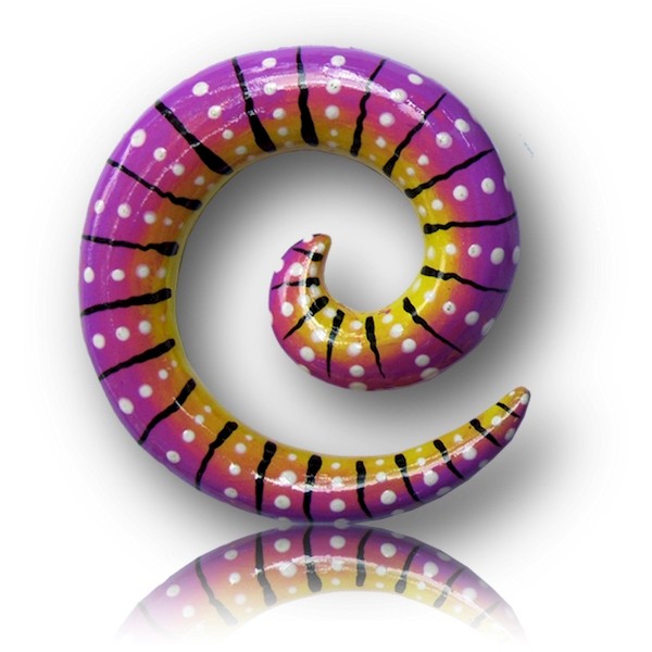 HAND PAINTED WOOD EAR SPIRAL - PINKY PURPLE