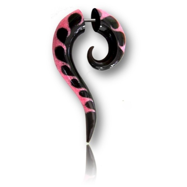 CARVED HORN & PINK AGATE - FAKE STRETCHER