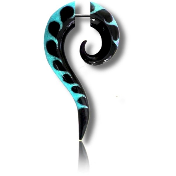 CARVED HORN & TURQUOISE AGATE - FAKE STRETCHER