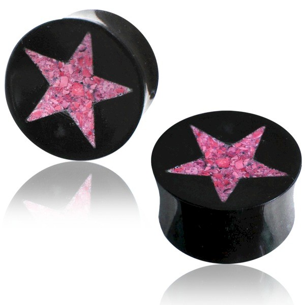 HORN PLUG WITH PINK AGATE STAR