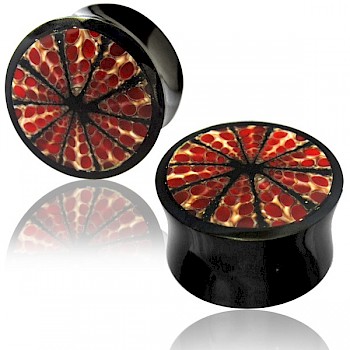 HORN PLUG WITH RED SPIDER-WEB SHELL